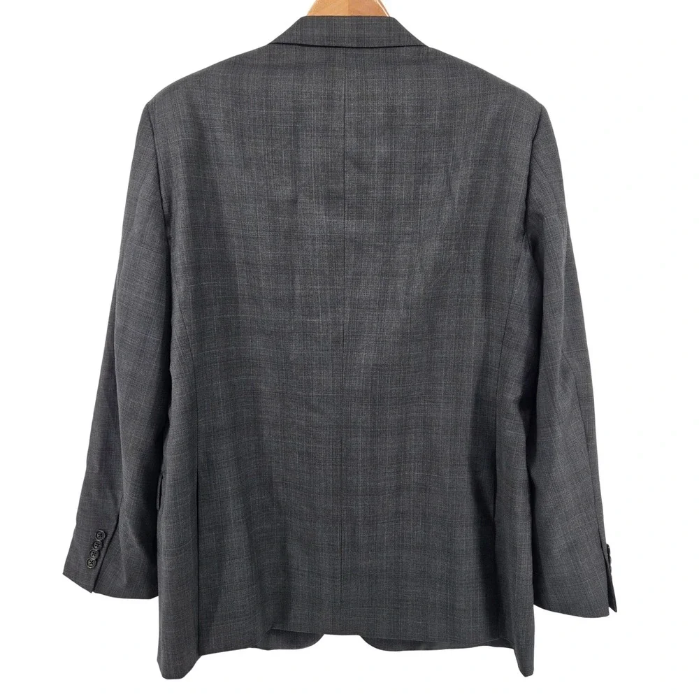 Hickey Freeman‎ Men's Charcoal Glen Plaid Wool Blazer Suit Jacket 48L